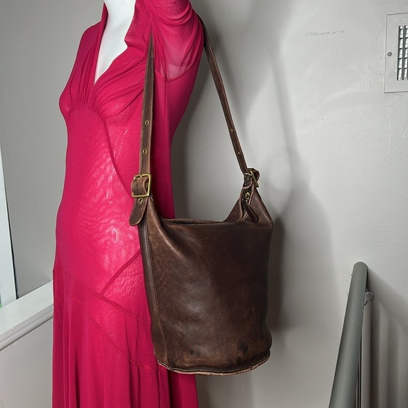 Coach Brown Duffle Feed Sac Shoulder Bag XL F7D - Picture 3 of 16